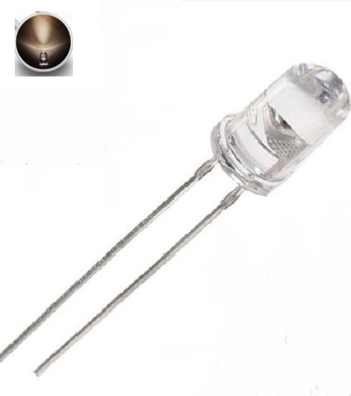 Led 5mm Luce Natura 20Kmcd 30° Lente Trasparente Ultraluminosi
